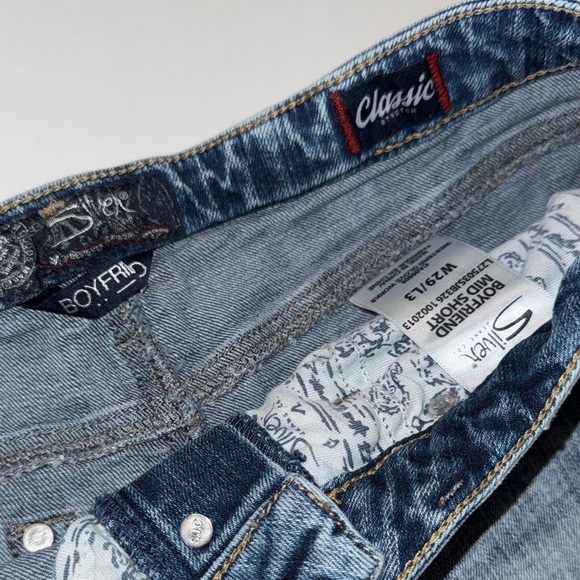 Silver Jeans Blue Distressed Boyfriend Mid Short Jean Shorts size 29/L3 - Picture 2 of 7